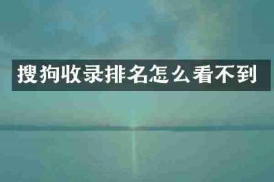搜狗收录排名怎么看不到