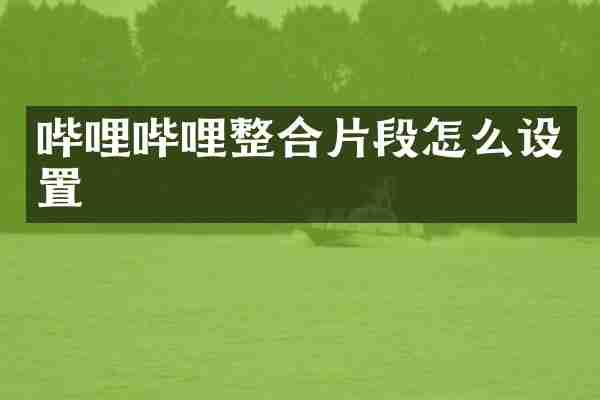 哔哩哔哩整合片段怎么设置