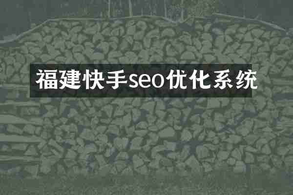 福建快手seo优化系统