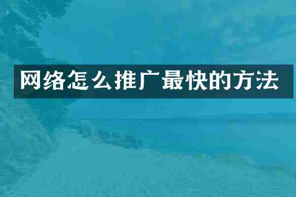 网络怎么推广最快的方法