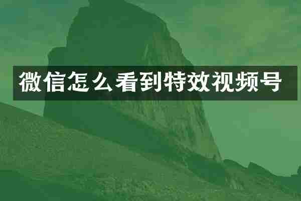 微信怎么看到特效视频号