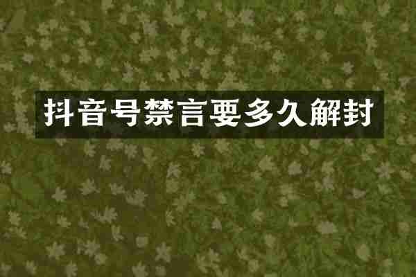 抖音号禁言要多久解封