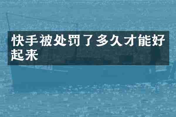 快手被处罚了多久才能好起来