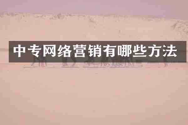 中专网络营销有哪些方法