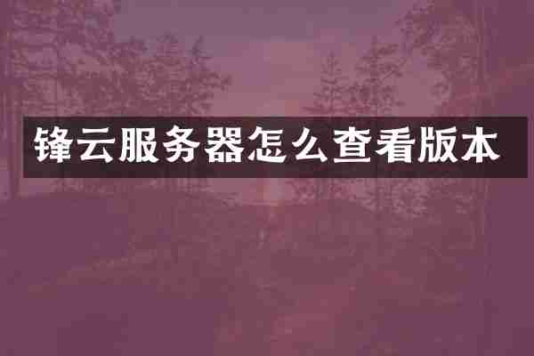 锋云服务器怎么查看版本