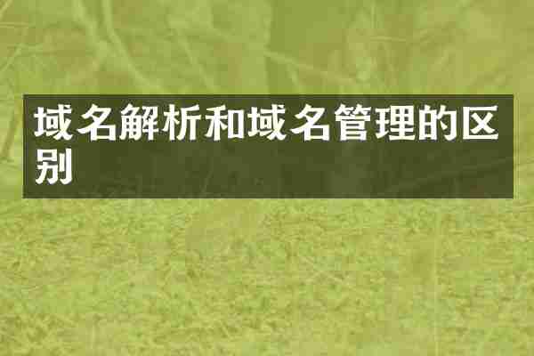 域名解析和域名管理的区别