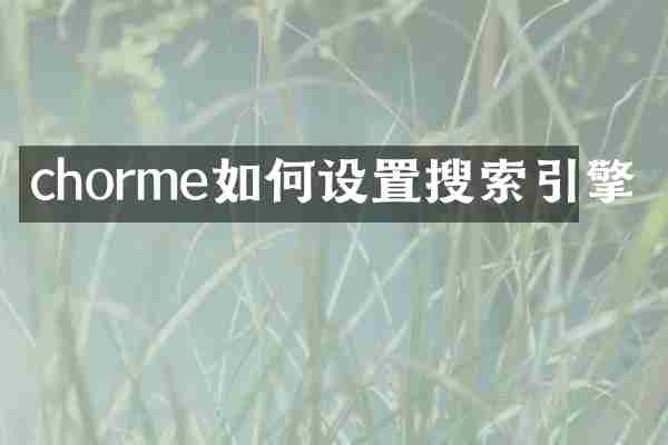 chorme如何设置搜索引擎