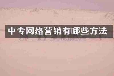 中专网络营销有哪些方法