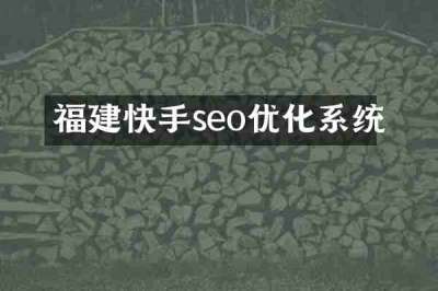 福建快手seo优化系统