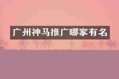 广州神马推广哪家有名