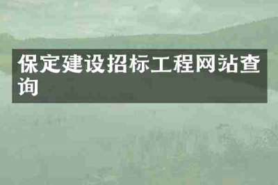 保定建设招标工程网站查询