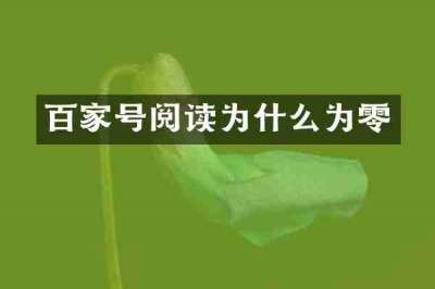 百家号阅读为什么为零