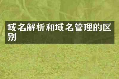 域名解析和域名管理的区别