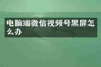 电脑端微信视频号黑屏怎么办