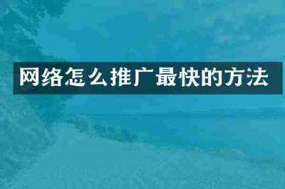 网络怎么推广最快的方法