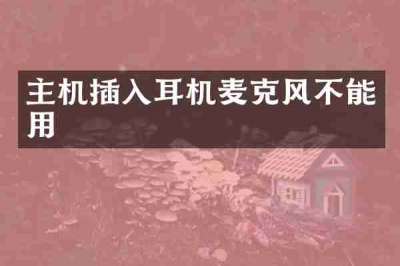 主机插入耳机麦克风不能用