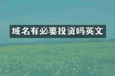 域名有必要投资吗英文