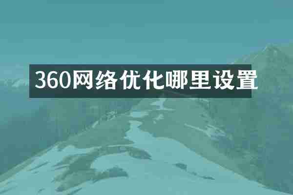 360网络优化哪里设置