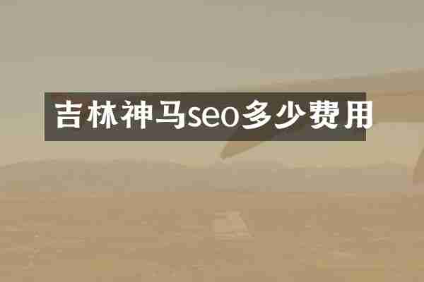 吉林神马seo多少费用
