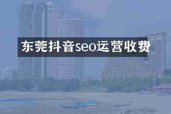 东莞抖音seo运营收费