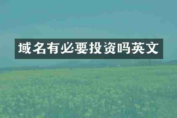 域名有必要投资吗英文