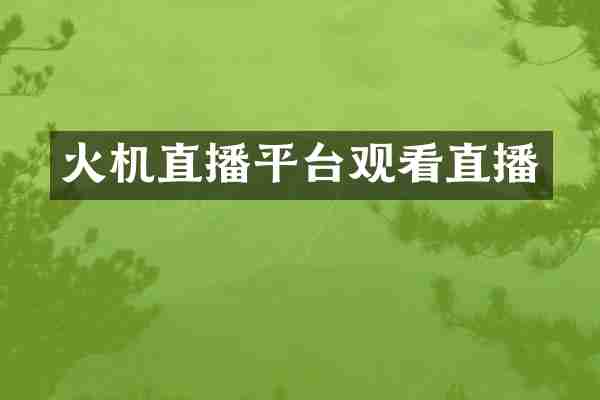 火机直播平台观看直播