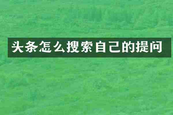 头条怎么搜索自己的提问