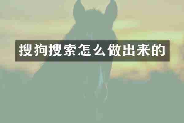 搜狗搜索怎么做出来的