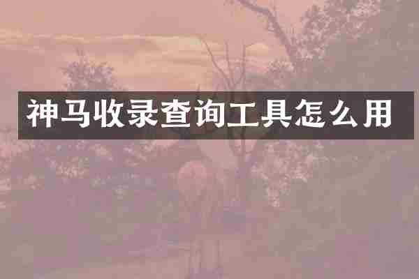 神马收录查询工具怎么用