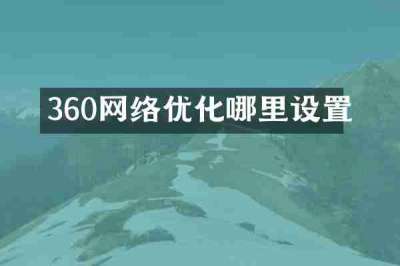 360网络优化哪里设置