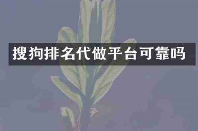搜狗排名代做平台可靠吗