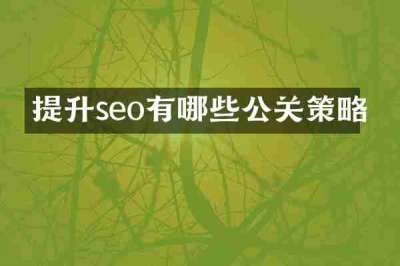 提升seo有哪些公关策略