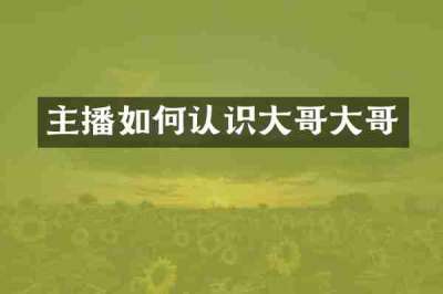 主播如何认识大哥大哥