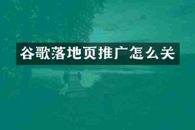 谷歌落地页推广怎么关