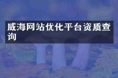 威海网站优化平台资质查询