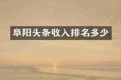 阜阳头条收入排名多少