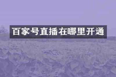 百家号直播在哪里开通