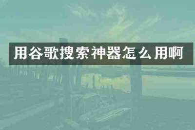 用谷歌搜索神器怎么用啊