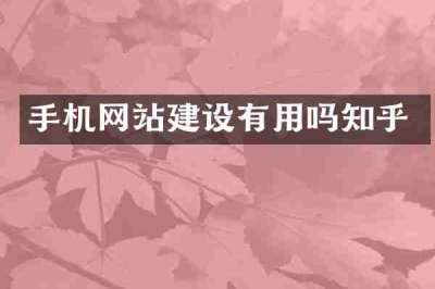 手机网站建设有用吗知乎