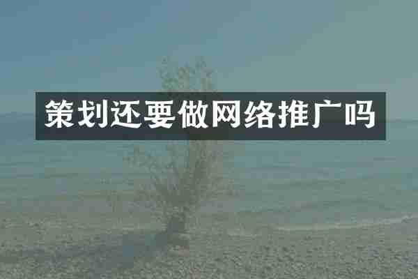 策划还要做网络推广吗