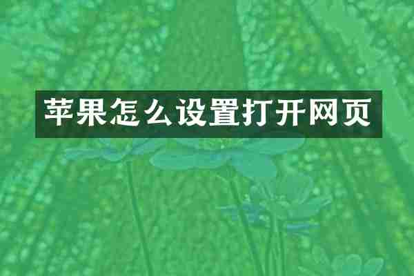 苹果怎么设置打开网页