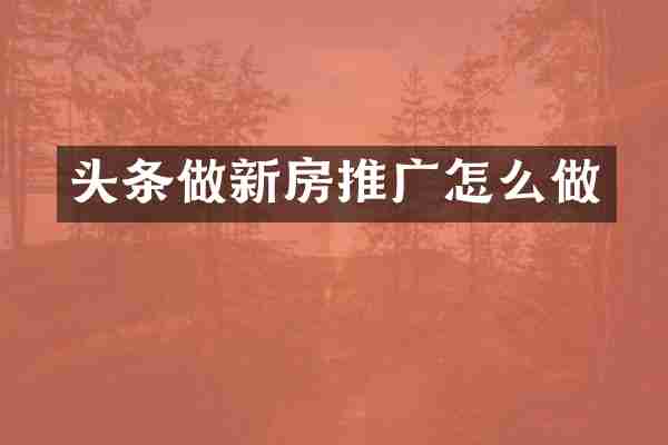 头条做新房推广怎么做