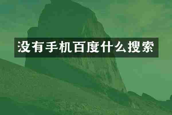 没有手机百度什么搜索