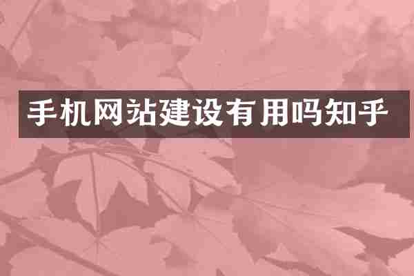 手机网站建设有用吗知乎