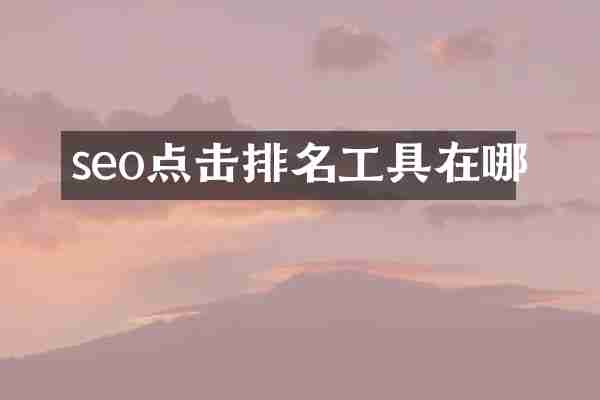 seo点击排名工具在哪