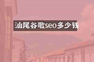 汕尾谷歌seo多少钱