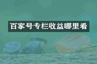 百家号专栏收益哪里看