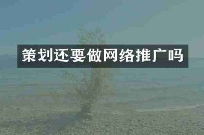 策划还要做网络推广吗