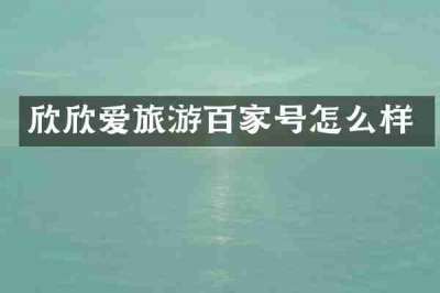 欣欣爱旅游百家号怎么样