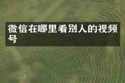 微信在哪里看别人的视频号